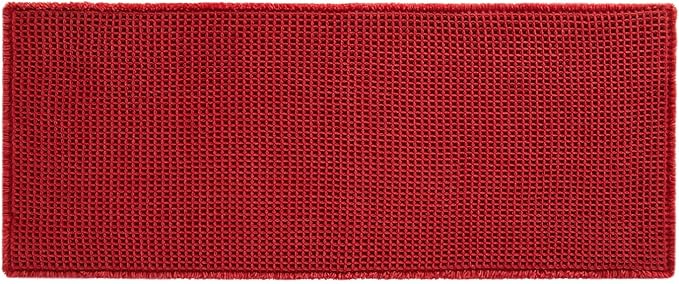 Waffle Runner Rug Bathroom, Long Boho Bathroom Rugs Non Slip Washable Super Absorbent Quick Dry Farmhouse Bath Decor, 60"x24" Burgundy