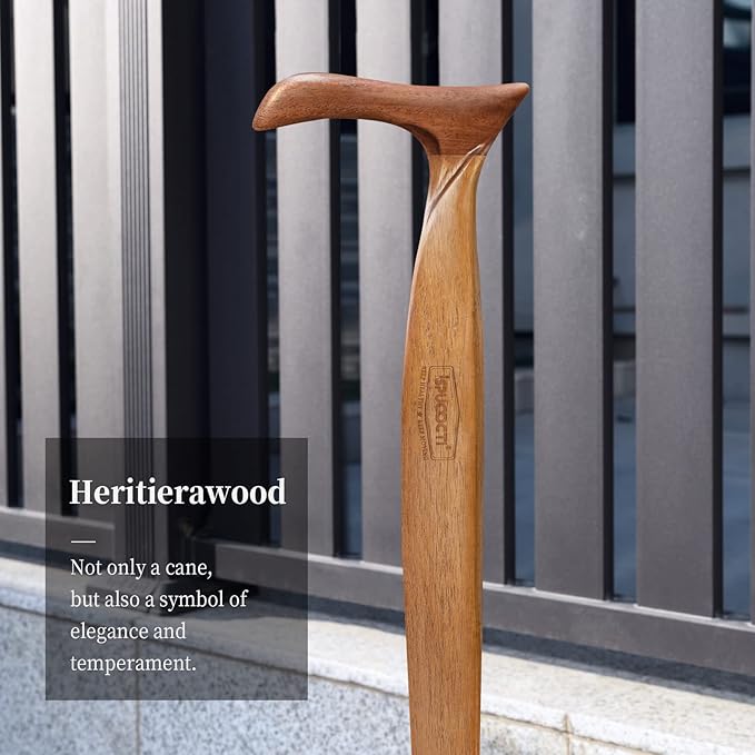 Wooden Walking Cane for Men and Women -Natural Solid Wood, 3 Rubber Tips, Heavy Duty, with Travel Bag- Wooden Walking Stick, Ergonomic Canes for Seniors Unisex Walking Canes