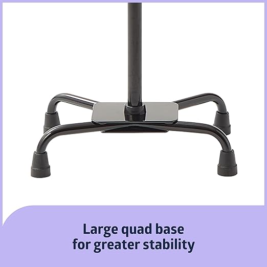 Medline Aluminum Quad Cane with Large Base for Balance, Knee Injuries, Leg Surgery Recovery & Mobility, Portable, Lightweight Walking Aid for Seniors & Adults - Cane Supports 300 lbs and Weighs 4 lbs