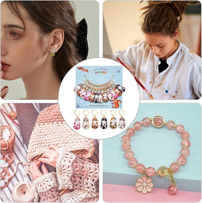 NBEADS 24 Pcs Enamel Cat Stitch Markers, Enamel Alloy Crochet Stitch Marker Charms Removable Locking Stitch Marker for Knitting Weaving Sewing Accessories Quilting Handmade Jewelry