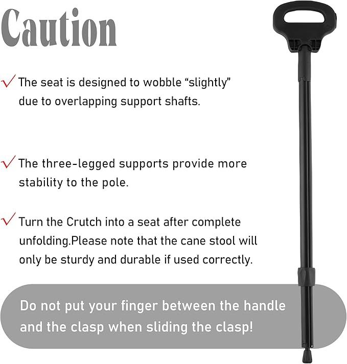 XXL Portable Walking Cane with Seat, Adjustable 34"-37" Foldable Lightweight Aluminum Anti-Slip Walking Stick for Men & Women, 550 Lbs Cane with Chair for Travel Hiking with Carry Bag