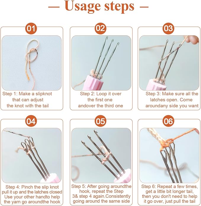 RSRIHE 3 Latch Hook Cord Knitting Tool, Cordy Icord Maker Tool, Crochet Tool for Binding-Off or Edging on Knitting Projects,Crochet Hook with Latch-Hook,Efficient Knitting Hook Weaving Tool (Purple)