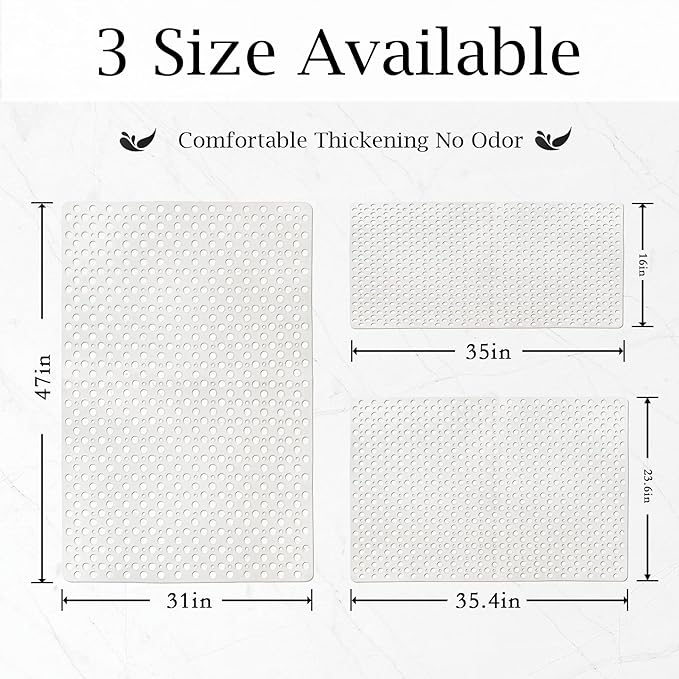 Large Non Slip Shower/Bath Mat for Inside Shower, 35.4x23.6 Inch Anti-Slip Shower Stall Mat for Elderly,Extra Long Bathtub Mat for Shower with Big Suction Cups