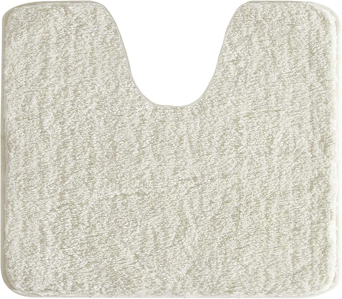 Suchtale Non Slip Bath Mat - Soft Microfiber Shaggy Bath Mat, Machine Washable, Thick Plush U Shape Toilet Rug (20 x 24, Ivory)