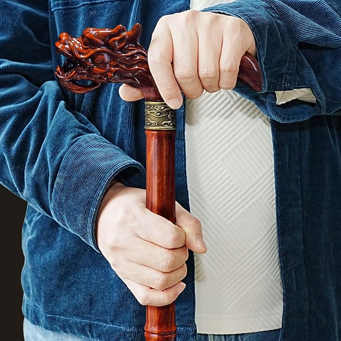 Wooden Cane, Hand Carved High-end Walking Cane for Men and Women, Lightweight Design Support Up to 500lbs Dragon Canes for Seniors, Suitable for Discerning Personal and Gift Use
