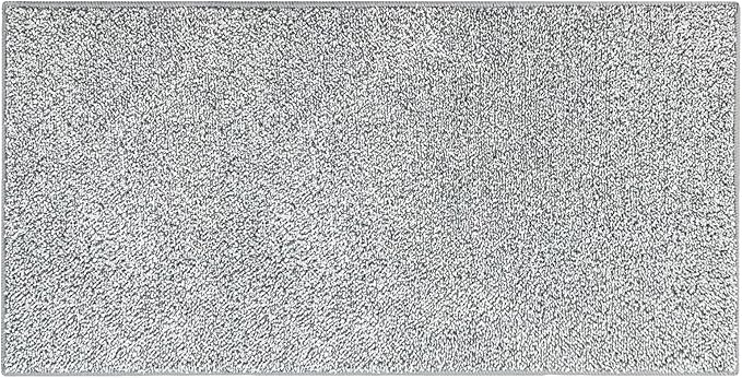 HDFK Bath Mat Runner Non Slip 60x24 Inches Bathroom Rugs 2 Tone Chenille Medium Pile with TPR Backing | Absorbent Solid Light Gray | Long Shower Transition Mats for Tub Side Wet Dry Zone Decor