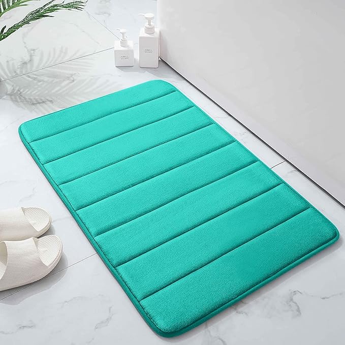 Buganda Memory Foam Bath Mat, 30" x 20", Ultra Soft and Non-Slip Bathroom Rugs, Water Absorbent and Machine Washable Bath Rug for Bathroom, Shower, and Tub, Teal