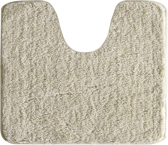 Suchtale Bathroom Contour Rug Non Slip Bath Mat Water Absorbent Soft Microfiber Shaggy Bathroom Mat Machine Washable Bath Rug for Bathroom Thick Plush U Shape Toilet Rug (20 x 24, Light Tan)