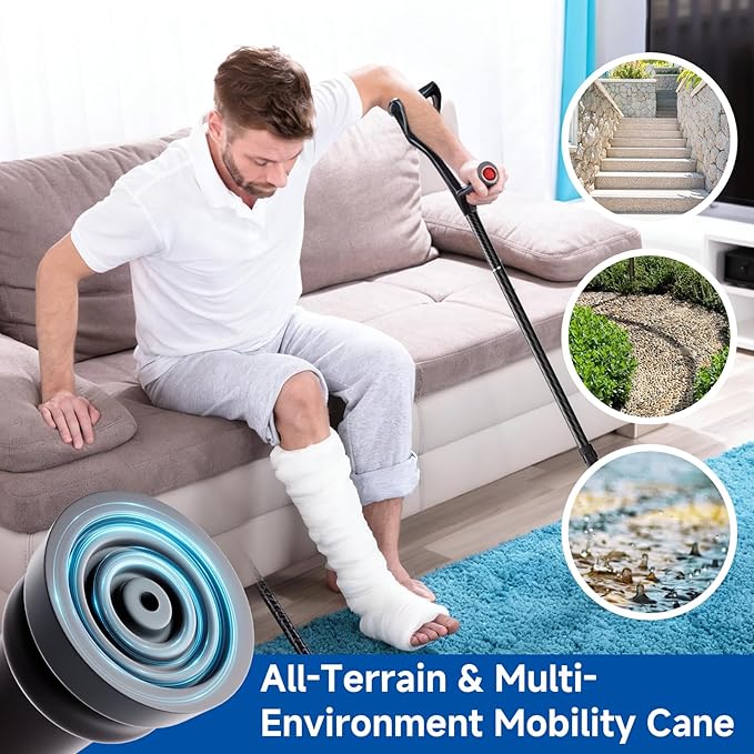 Carbon Fiber Elbow Walking Cane for Men/Women, Lightweight, Height Adjustment Walking Stick, with Ergonomic Contoured Grip and Comfortable U-Shaped Elbow Support for Senior