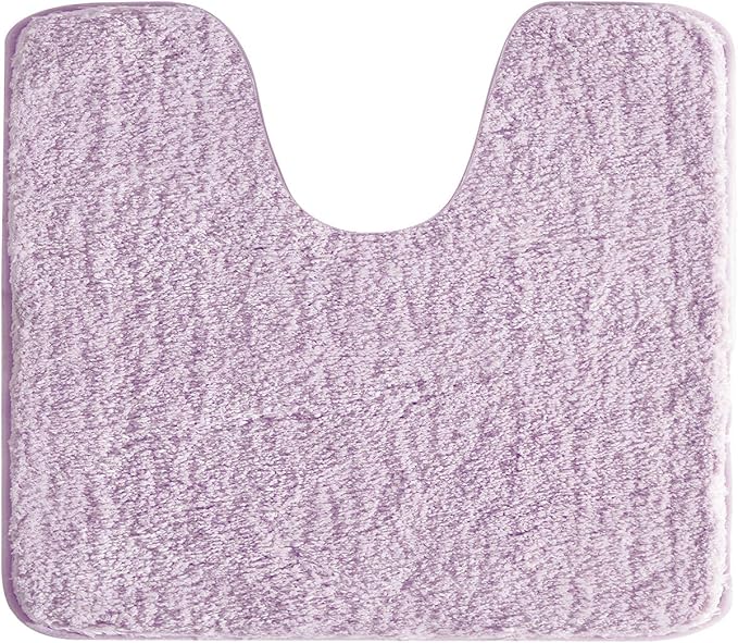 Suchtale Bathroom Contour Rug Non Slip Bath Mat Water Absorbent Soft Microfiber Shaggy Bathroom Mat Machine Washable Bath Rug for Bathroom Thick Plush U Shape Toilet Rug (20 x 24, Lavender)