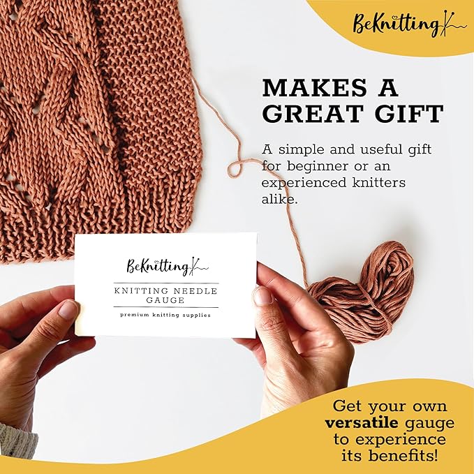 BeKnitting Knitting Needle Gauge Sizer Tool for Knitting Needles & Crochet Hooks, Yarn & Swatch Ruler - Sitch Saver | Holiday Christmas Gifts, Gift-Ready Box