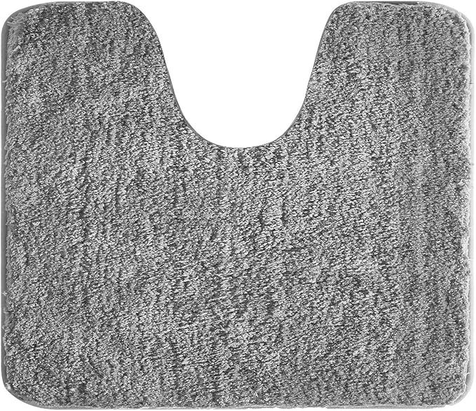 Suchtale Bathroom Contour Rug Non Slip Bath Mat Water Absorbent Soft Microfiber Shaggy Bathroom Mat Machine Washable Bath Rug for Bathroom Thick Plush U Shape Toilet Rug (20 x 24, Grey)