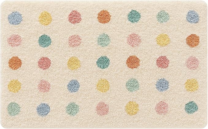 LUMI Bathroom Rugs, Soft Absorbent Bath Mat for Modern Home Decor, Non-Slip Quick-Dry Bath Rug, Machine Washable Floor Mat for Shower and Tub, Entryway, 20"x32", Colorful Dot
