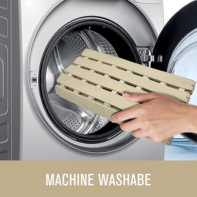 Shower Mat Non-Slip Bath Mat for Tub and Shower Stall,200+ Suction Cups with Drain Holes, Quick Dry Machine Washable, Extra Grip for Elderly and Baby, Bathroom Essentials 24x24 Inch (Light Brown)