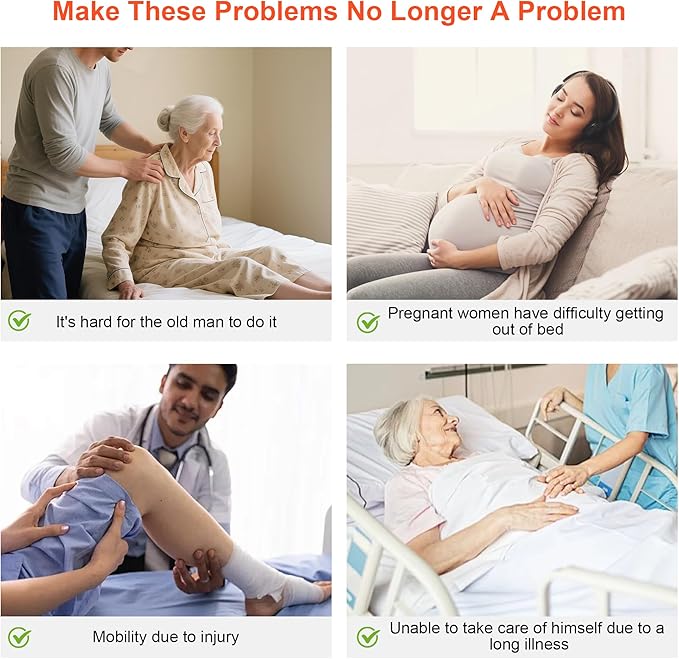 Electric Power Lifting Backrest , 300 lbs Capacity, 4-68°Adjustable Sit-up Back Rest Chair with Rails, Machine Washable, for Pregnant Women Elderly Patient Injured Handicap, Neck Lumbar Back Support