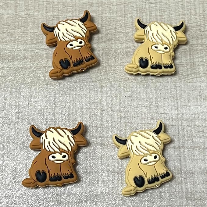 SPANSEE 4 PCS Highland Cow Shape Stitch Stoppers, Knitting Needle Stoppers, Knitting Needle Point Protectors, Knitting Needle End Caps, Knitting Notions fit Size 3-13 (3.25mm-9mm) Needles