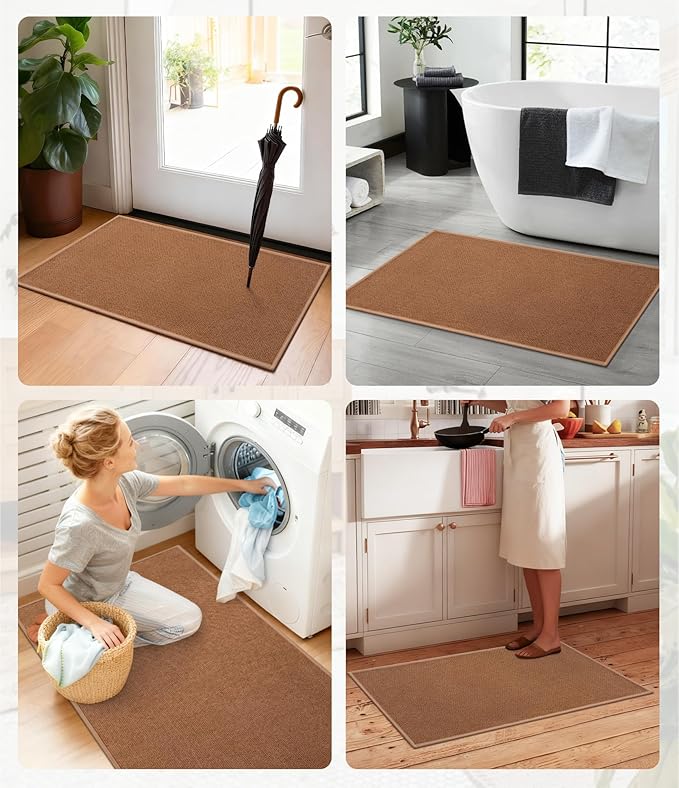YIHOUSE Bathroom Rugs Mat 16x24, Non Slip Quick Dry Bath Mats for Bathroom Absorbent Ultra Thin Bath Rugs Machine Washable Fit Under Door for Sink, Cabinet, Laundry (Orange, 16"x24")