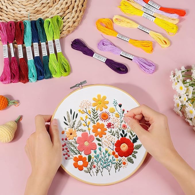 Paxcoo 447 Colors Embroidery Floss Cross Stitch Thread Friendship Bracelet Making String with Needles