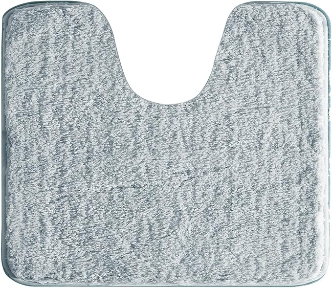 Suchtale Bathroom Contour Rug Non Slip Bath Mat Water Absorbent Soft Microfiber Shaggy Bathroom Mat Machine Washable Bath Rug for Bathroom Thick Plush U Shape Toilet Rug (20 x 24, Light Blue)