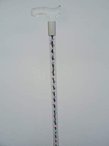 Elegant Acrylic Designer Walking Cane (29", Blue & Pink Silk Roses)