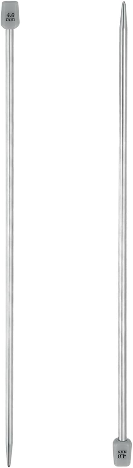 uxcell 2Pcs 4mm(G) Single Pointed Knitting Needles Stainless Steel 9.84 Inches Length Metal Weaving Tool for Handmade Projects DIY Knitting