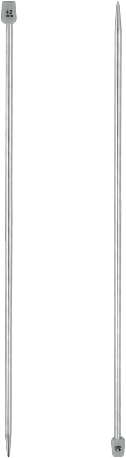 uxcell 2Pcs 4.5mm(7) Single Pointed Knitting Needles Stainless Steel 13.8 Inches Length Metal Weaving Tool for Handmade Projects DIY Knitting