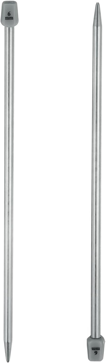 uxcell 2Pcs 6mm(J) Single Pointed Knitting Needles Stainless Steel 9.84 Inches Length Metal Weaving Tool for Handmade Projects DIY Knitting