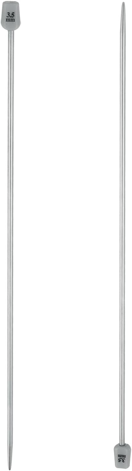 uxcell 2Pcs 3.5mm(E) Single Pointed Knitting Needles Stainless Steel 9.84 Inches Length Metal Weaving Tool for Handmade Projects DIY Knitting