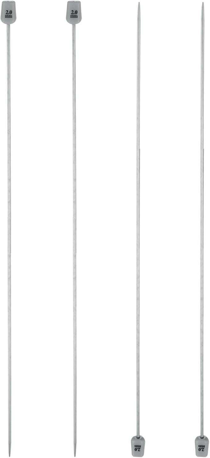 uxcell 4Pcs 2mm(B) Single Pointed Knitting Needles Stainless Steel 13.8 Inches Length Metal Weaving Tool for Handmade Projects DIY Knitting