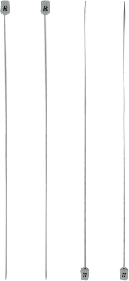 uxcell 4Pcs 2mm(B) Single Pointed Knitting Needles Stainless Steel 13.8 Inches Length Metal Weaving Tool for Handmade Projects DIY Knitting