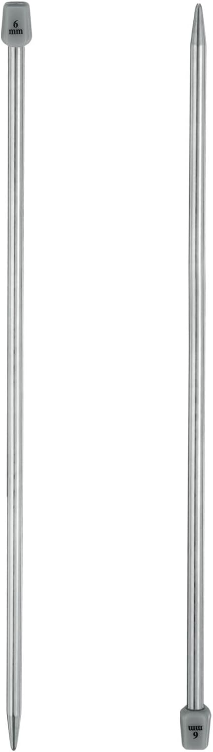 uxcell 2Pcs 6mm(J) Single Pointed Knitting Needles Stainless Steel 13.8 Inches Length Metal Weaving Tool for Handmade Projects DIY Knitting