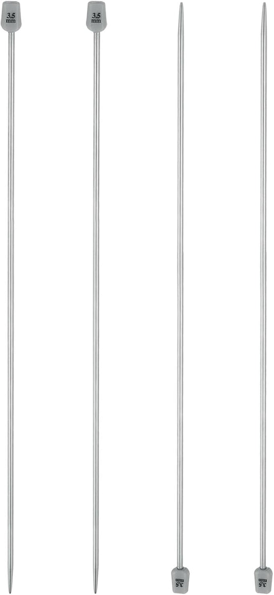 uxcell 4Pcs 3.5mm(E) Single Pointed Knitting Needles Stainless Steel 13.8 Inches Length Metal Weaving Tool for Handmade Projects DIY Knitting