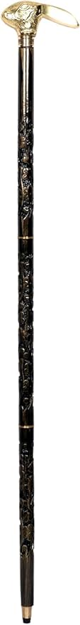 All Black Snake Handle Spiral Wooden Walking Cane