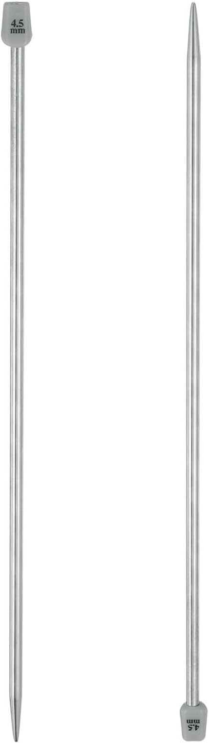 uxcell 2Pcs 4.5mm(7) Single Pointed Knitting Needles Stainless Steel 9.84 Inches Length Metal Weaving Tool for Handmade Projects DIY Knitting