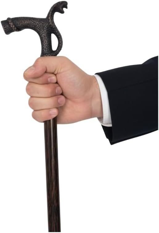 All Black Snake Handle Spiral Wooden Walking Cane