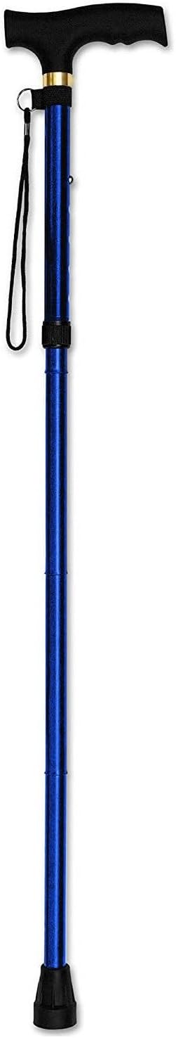 Folding Lightweight Walking Stick - Adjustable Aluminum Metal Collapsible Travel Cane with Non-Slip Rubber Base