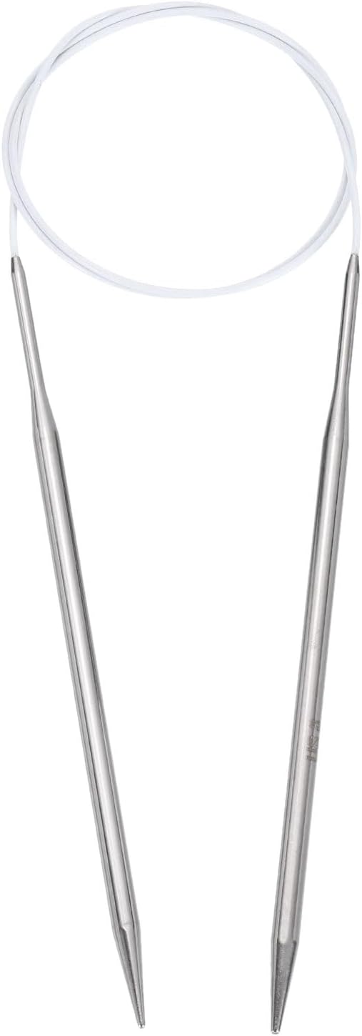uxcell Size US 8 (5mm) Knitting Needles Circular Needle 31 Inch(80cm) Round Metal Stainless Steel Needle for Handmade Projects DIY Knitting White