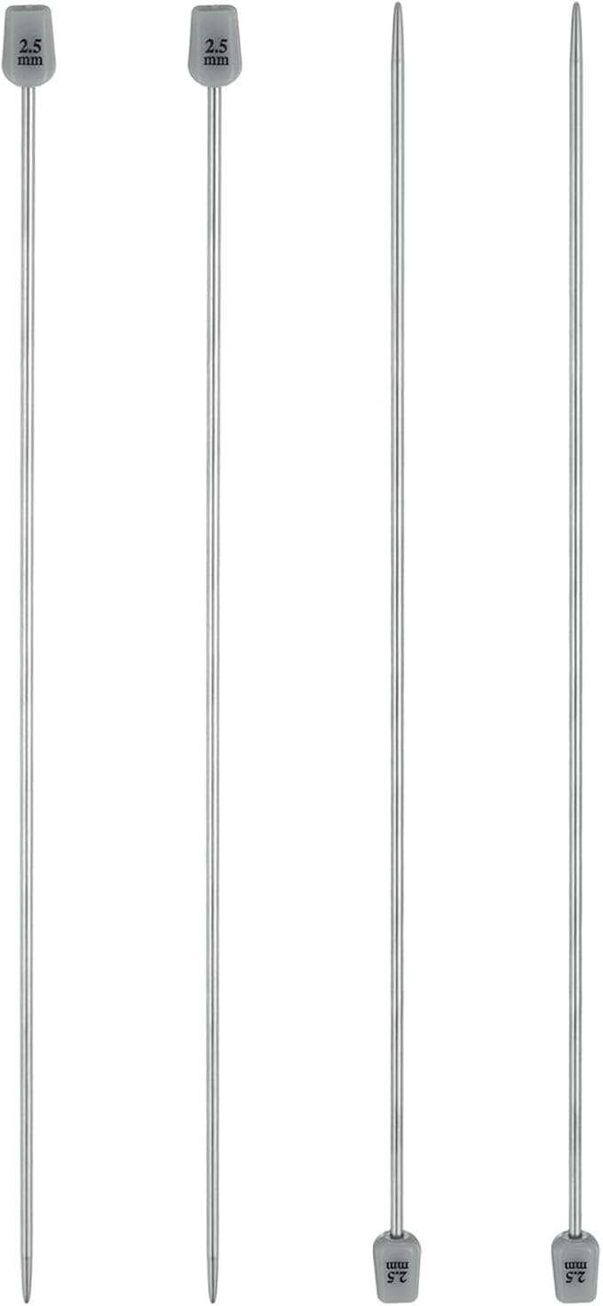 uxcell 4Pcs 2.5mm(C) Single Pointed Knitting Needles Stainless Steel 9.84 Inches Length Metal Weaving Tool for Handmade Projects DIY Knitting