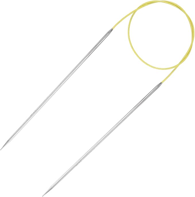 uxcell 1.5 Gauge Knitting Circular Needle 26 Inch(65cm) Metal Round Stainless Steel Needle with Large Eye Sewing & Stitch Markers for Handmade Projects DIY Knit Blankets