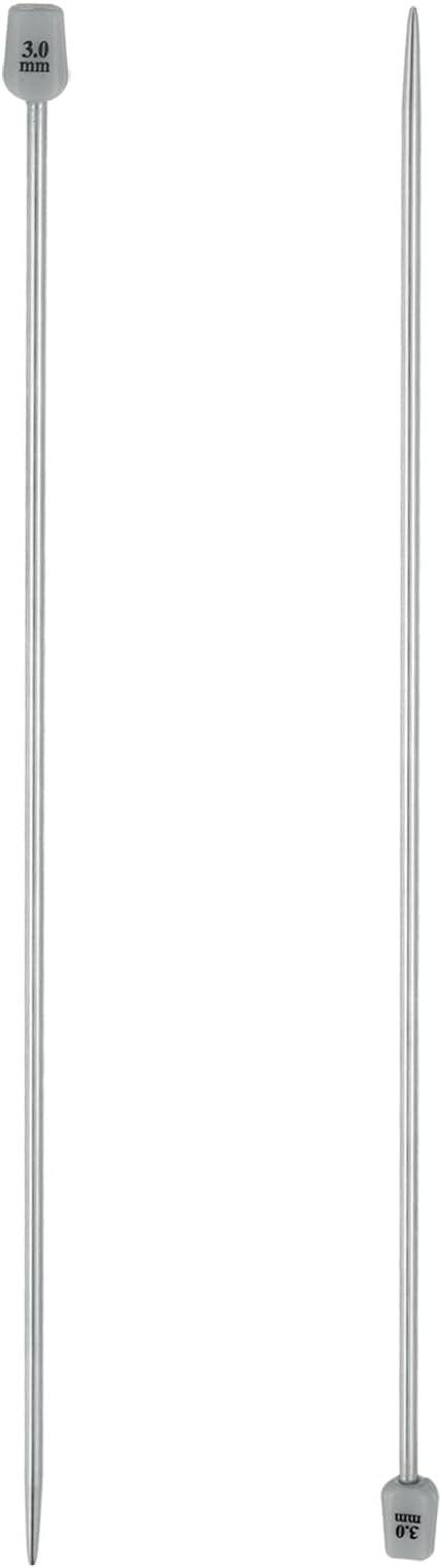 uxcell 2Pcs 3mm(D) Single Pointed Knitting Needles Stainless Steel 9.84 Inches Length Metal Weaving Tool for Handmade Projects DIY Knitting