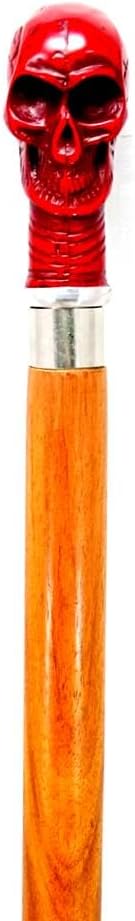 Antique Vintage Solid Skull Head Handle Hardwood Walking Stick, Premium Wooden Handmade Skull Handle in Antique Finish Cane for Men, Women, Elderly People Cane