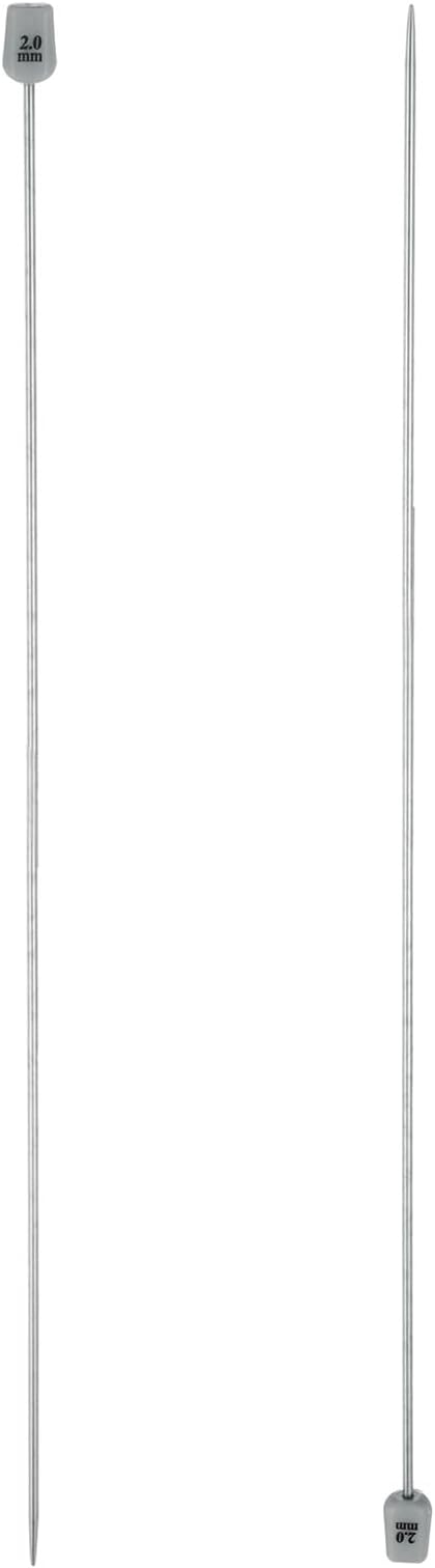 uxcell 2Pcs 2mm(B) Single Pointed Knitting Needles Stainless Steel 13.8 Inches Length Metal Weaving Tool for Handmade Projects DIY Knitting