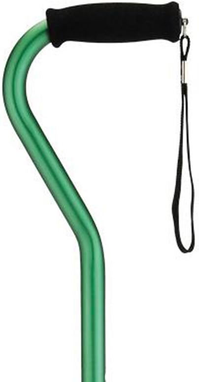 NOVA Designer Walking Cane with Offset Handle, Lightweight Adjustable Walking Stick with Carrying Strap, Green