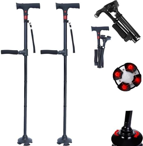 2026 New Smart Walking Cane, Upgrade Smart Walking Canes for Men Women with Alarm, with Light, Foldable Dual Handles, Adjustable Canes for Elderly, Gift for Veterans & Parents