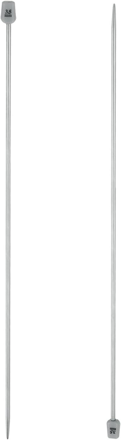 uxcell 2Pcs 3.5mm(E) Single Pointed Knitting Needles Stainless Steel 13.8 Inches Length Metal Weaving Tool for Handmade Projects DIY Knitting