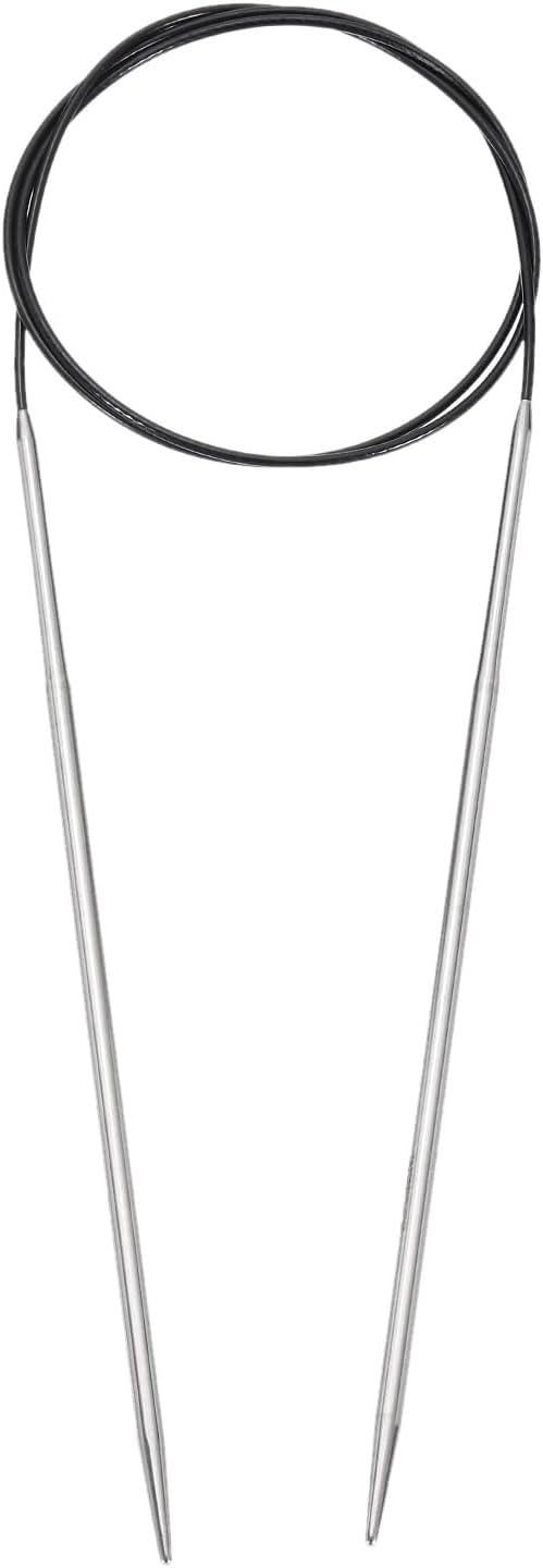 uxcell Size US 3 (3.25mm) Knitting Needles Circular Needle 31 Inch(80cm) Round Metal Stainless Steel Needle for Handmade Projects DIY Knitting Black