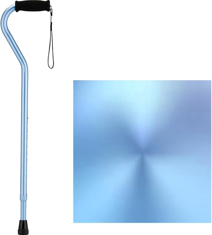 NOVA Designer Walking Cane with Offset Handle, Lightweight Adjustable Walking Stick with Carrying Strap, Blue
