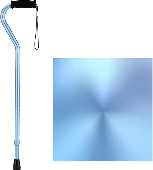 NOVA Designer Walking Cane with Offset Handle, Lightweight Adjustable Walking Stick with Carrying Strap, Blue