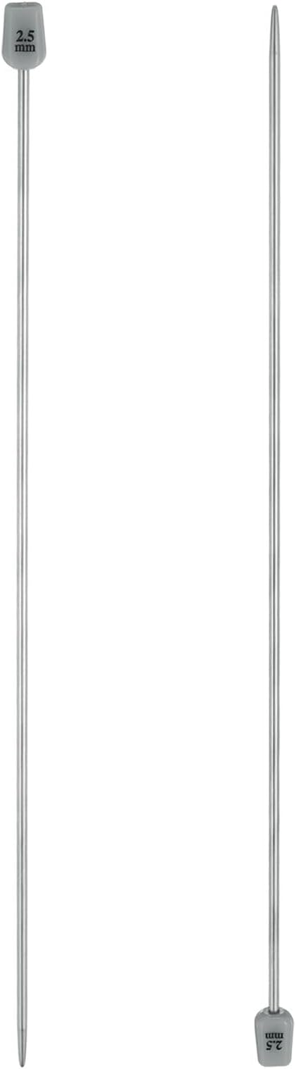 uxcell 2Pcs 2.5mm(C) Single Pointed Knitting Needles Stainless Steel 9.84 Inches Length Metal Weaving Tool for Handmade Projects DIY Knitting