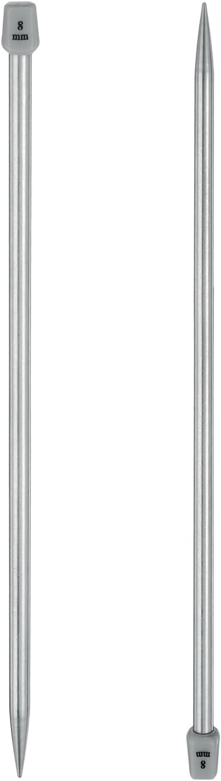 uxcell 2Pcs 8mm(L) Single Pointed Knitting Needles Stainless Steel 13.8 Inches Length Metal Weaving Tool for Handmade Projects DIY Knitting